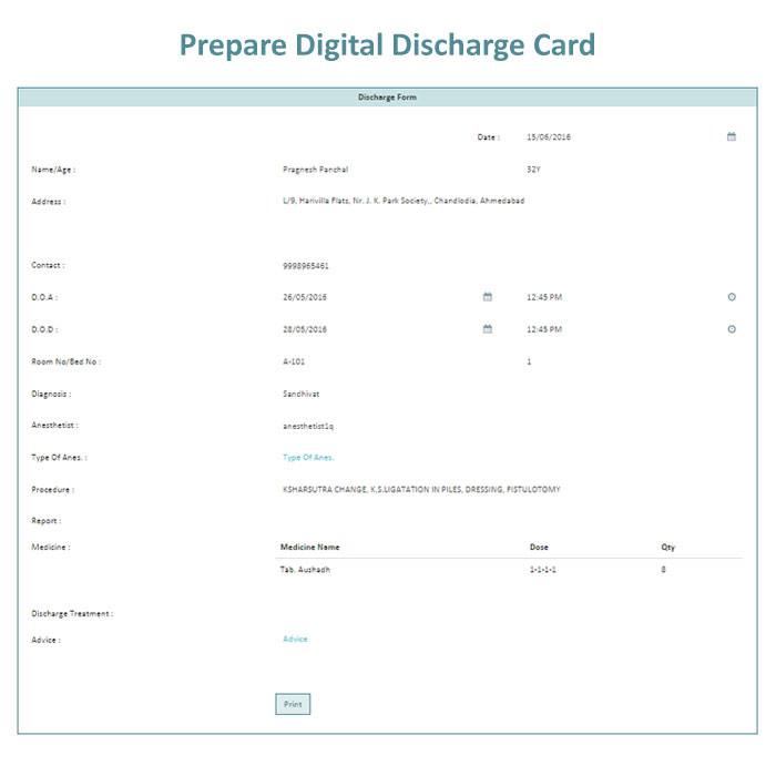 Prepare Digital Discharge Card